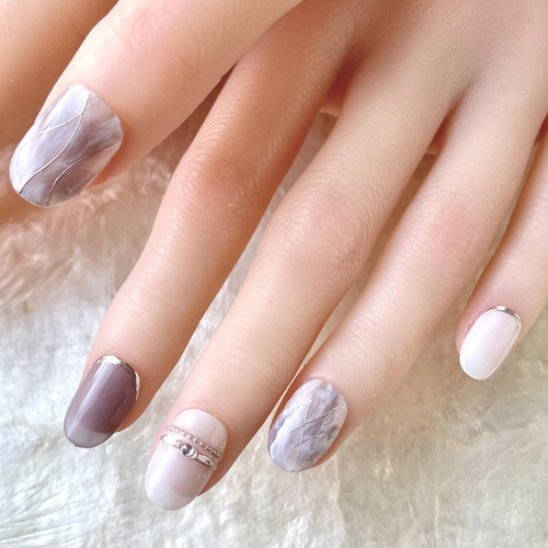 ✴︎カフェラテネイル✴︎リングネイル ニュアンス シンプル