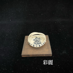 ミニチュア陶器　手付鉢　呉須絵花紋 2枚目の画像