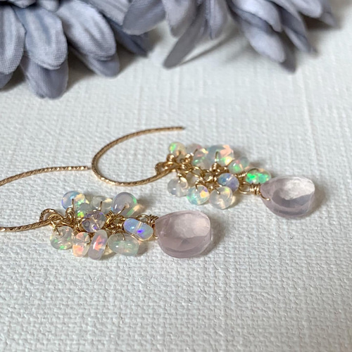 みっちゃん◆エチオピアオパールピアス✧14kgf GPOPC-エチオピアオパールピアス