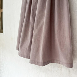 丈変更可 やわらかハーフリネンのミモレ丈ギャザースカート ドーンピンク 桜色 nunono-03 8枚目の画像