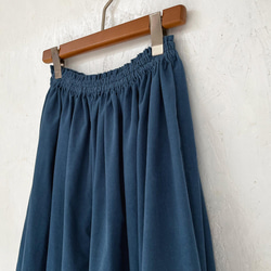 丈/サイズオーダー可 遠州産やわらかコーデュロイの ギャザースカート オリエンタルブルー 大きいサイズ 小さいサイズ 8枚目の画像