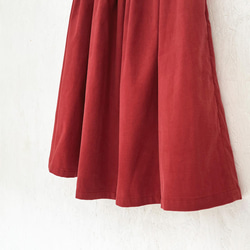 丈オーダー可 遠州産やわらかコーデュロイのギャザースカート カーマイン 大きい 小さいサイズ nunono-13 7枚目の画像