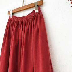 丈オーダー可 遠州産やわらかコーデュロイのギャザースカート カーマイン 大きい 小さいサイズ nunono-13 6枚目の画像