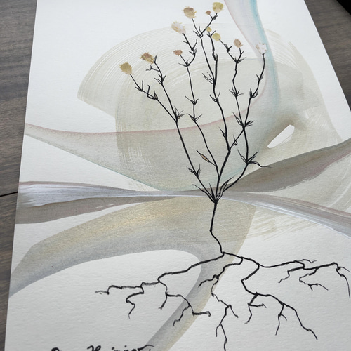 川辺の草花 【原画/A3】 gray-g インテリアアート 絵画 絵画