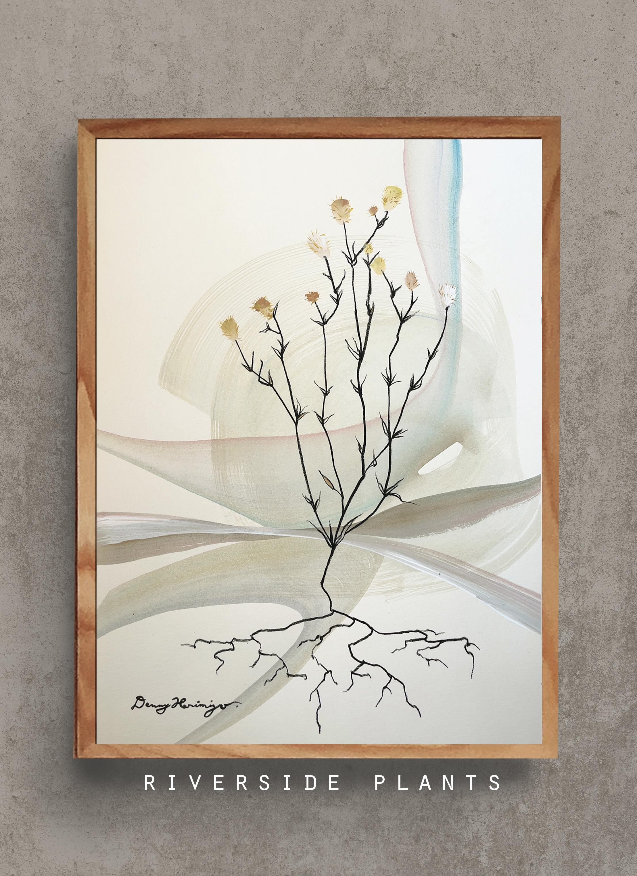 花柄アクリル画 大きなキャンバス ボタニカル フラワーアート