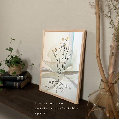 川辺の草花 【原画/A3】 gray-g インテリアアート 絵画 絵画