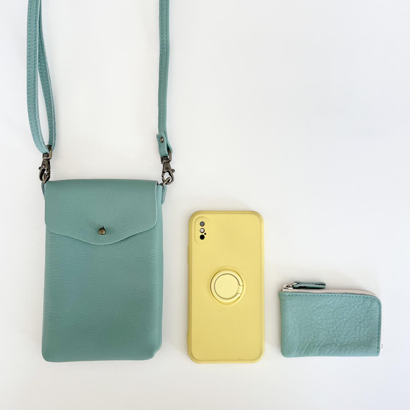 牛皮收縮皮革智慧型手機小包【6色可選】 第15張的照片