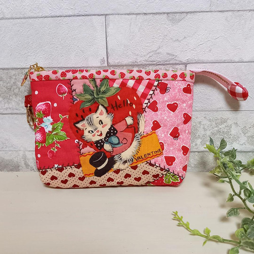 アニマルパッチワーク小銭入れ パッチワークポーチ パッチワーク  