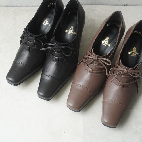 スクエアトゥレースアップパンプス☆ 21.5㎝～25.5㎝ブラック・マロン