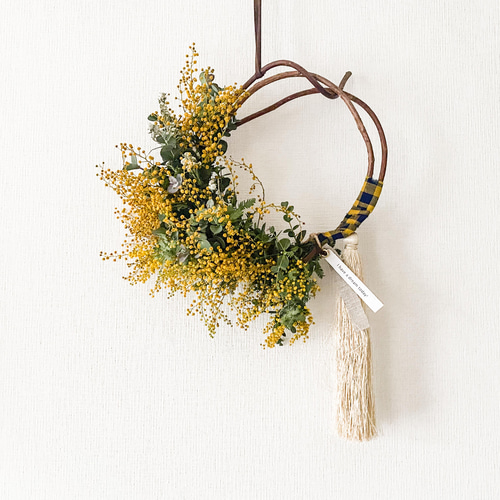 ミモザの春を告げるリース　ドライフラワーリース ミモザの春を告げるリース　ドライフラワーリース