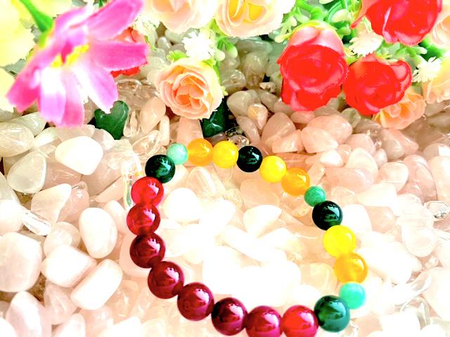 アゲート×翡翠＊ブレスレットNo.92＊