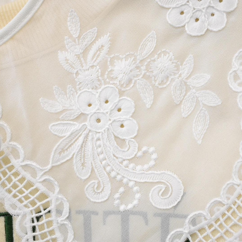 送料無料）スカラップ×フラワーデザイン刺繍つけ襟（白）【No.747