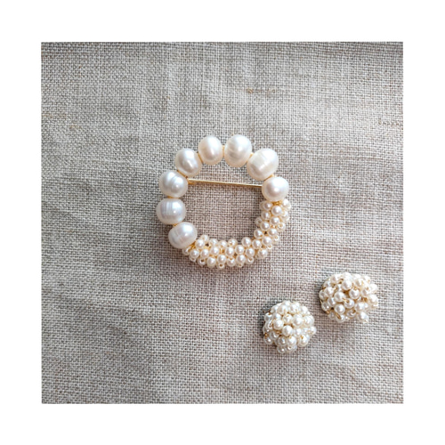 ハンドメイド イヤリング・ブローチBセット ハンドメイド イヤリング