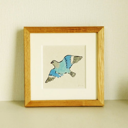 水彩｜原画「花曇り」※木製額縁入り（18×18㎝フレーム） 絵画 絵と額縁