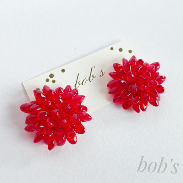 【popular】揺れるRED Dahlia pierce/earring 2枚目の画像