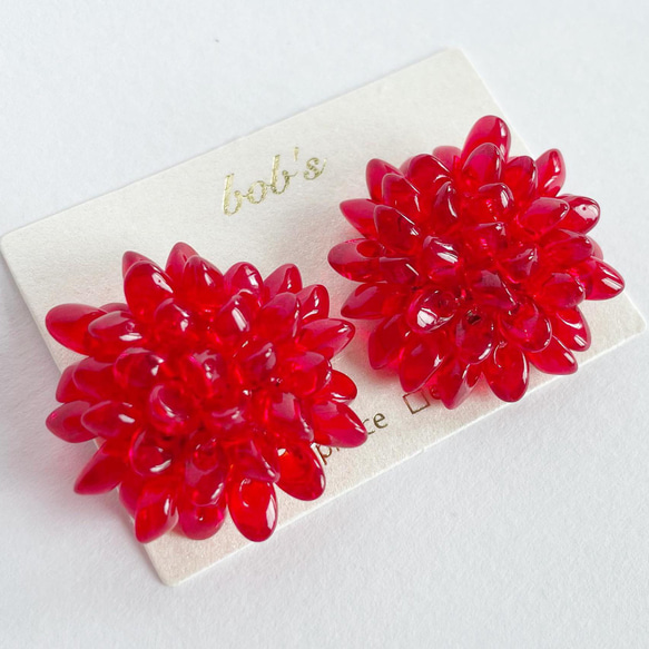 【popular】揺れるRED Dahlia pierce/earring 1枚目の画像