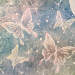 【A4ポスター】夢幻月下《ポストカード+おまけ付》癒し　ヒーリングアート　月　蝶　きれい 5枚目の画像