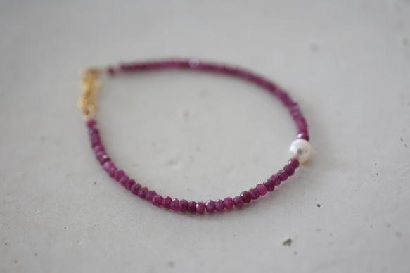 14KGF akoya ruby bracelet [kgf3937] 3枚目の画像