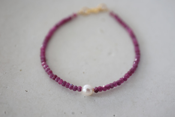 14KGF akoya ruby bracelet [kgf3937] 1枚目の画像