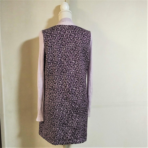 20%off 着物リメイク チュニック 小紋 小花柄 パープル シルク