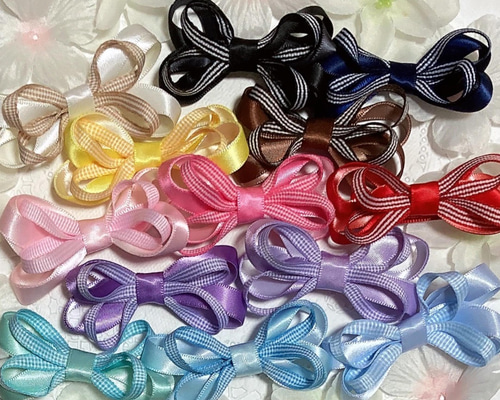 再販☆4個選べる！繰り返し使える♪ストライプと2色 サテンリボンの