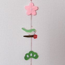 うぐいす 桜 刺繍 フェルト モビール つるし飾り ひな祭り 5枚目の画像