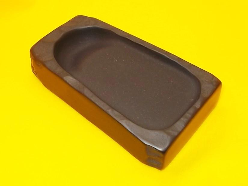 自然・角型硯 NO.0581 天然那智黒石製 ペン・筆記用具 猫印