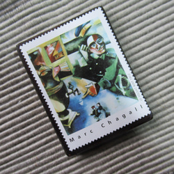 フランス　美術切手ブローチ7811 2枚目の画像