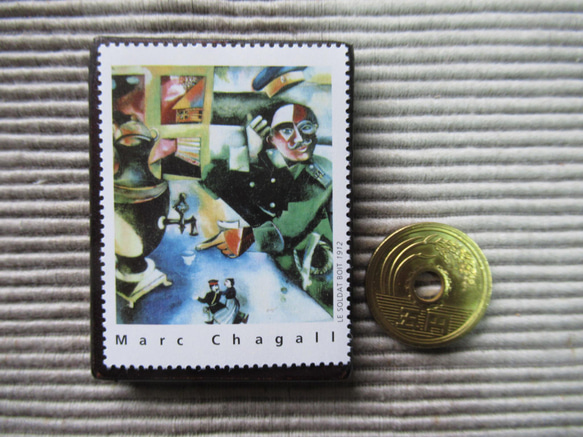 フランス　美術切手ブローチ7811 3枚目の画像