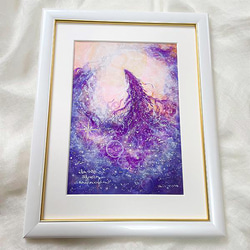 わたしの望み～紫の龍神様　A4サイズ太子額装原画作品　アクリル画 4枚目の画像
