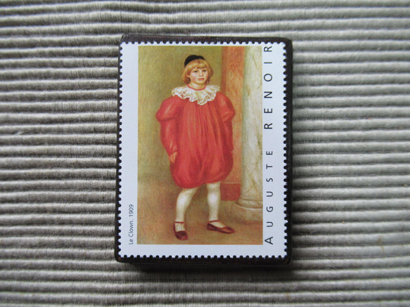 フランス　美術切手ブローチ7816 1枚目の画像
