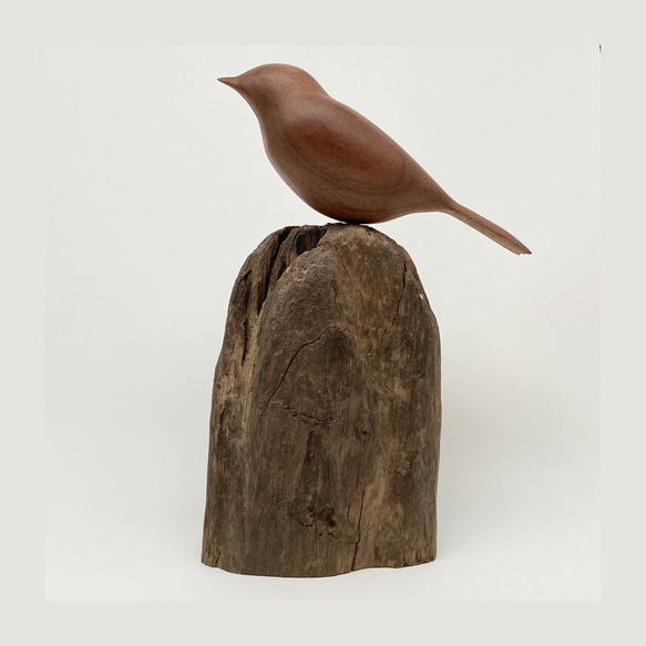 飛騨の木鳥(ことり) 大 ウォルナット 2枚目の画像