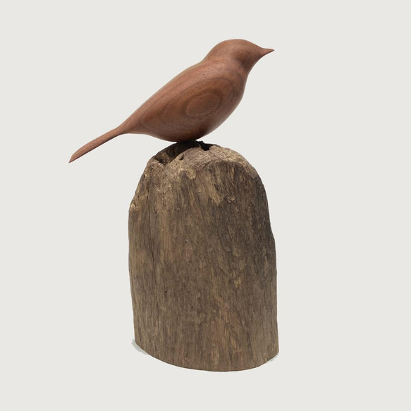 飛騨の木鳥(ことり) 大 ウォルナット 3枚目の画像