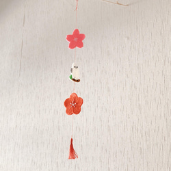 シマエナガ 桜 梅 刺繍 フェルト モビール つるし飾り ひな祭り 4枚目の画像