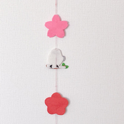 シマエナガ 桜 梅 刺繍 フェルト モビール つるし飾り ひな祭り 6枚目の画像