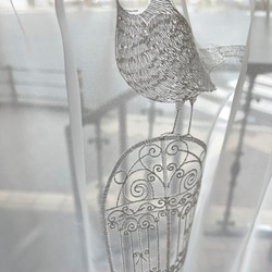 鳥柄刺繍カフェカーテン 4枚目の画像