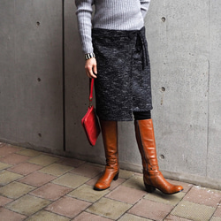 暖か便利グッツ　ツイード　イタリア製ビンテージウールフリーサイズ　巻きスカート 1枚目の画像
