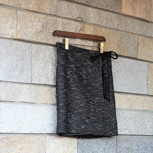 暖か便利グッツ　ツイード　イタリア製ビンテージウールフリーサイズ　巻きスカート 9枚目の画像