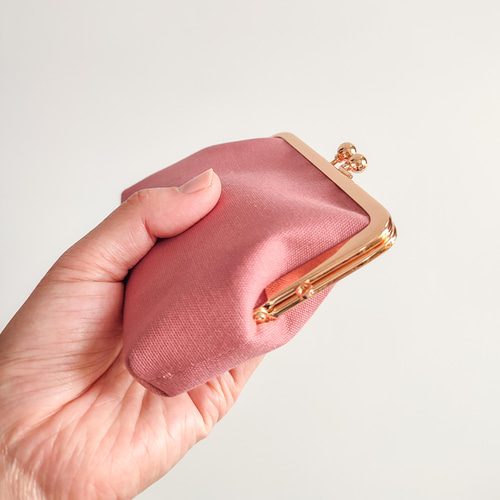 送料無料］お札が二つ折りで入る♪親子がま口のお財布（さくら色