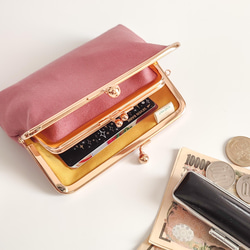 送料無料］お札が二つ折りで入る♪親子がま口のお財布（さくら色