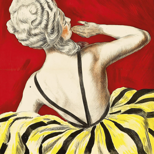 NO.343】ゴージャスな黄色ドレスの後ろ姿の女性アートポスター