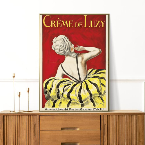 Q　♡エレガントな美しいバラ ポスター絵画 ゴージャスゴールド金色額装 NO.343】ゴージャスな黄色ドレスの後ろ姿の女性アートポスター