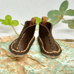 革細工 ミニチュア編み上げブーツ 一足 leather craft miniature