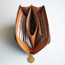 L字形拉鍊錢包(蠟皮革苦巧克力)本皮革小型 第7張的照片