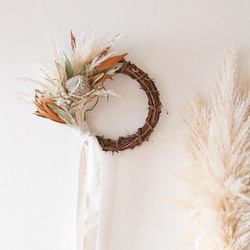 Creema限定】*｡受注製作 パンパスグラスのリース∗*ﾟドライフラワー