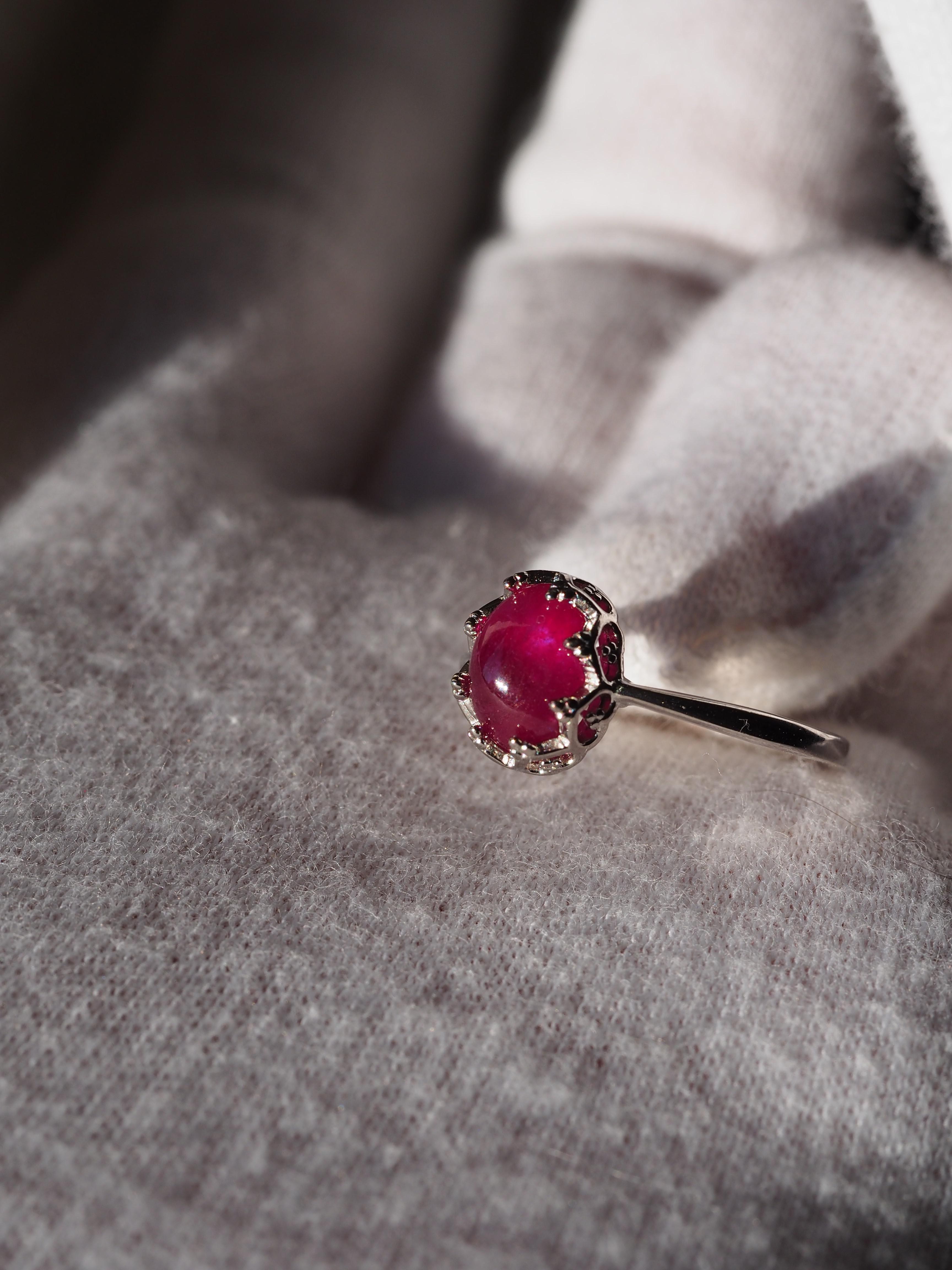 選択型：　ルビー８　S925WGプリンセス固定リング❀