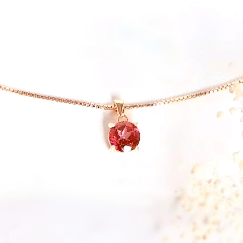 【再販】ピンクトパーズ一粒ネックレス【14kgf】金属アレルギー対応◇8mm約2.5カラット！11月誕生石◇MAY.K