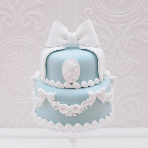 クラシカルりぼんクレイケーキ2段✳︎ミント＊色変更可＊フェイク