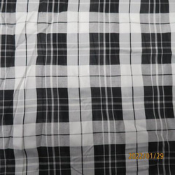 ボイル糸　ブラック　チェック　ハンドメイド　ドレープ感　シャツ　ブラウス　播州織　キュプラ　コットン 2枚目の画像