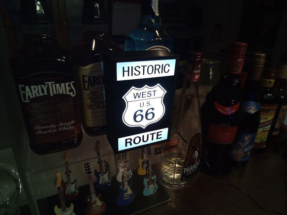 アメリカン ルート66 標識 アメ車 バイク サイン ミニチュア 看板 玩具 雑貨 LEDライトBOXミニ 6枚目の画像